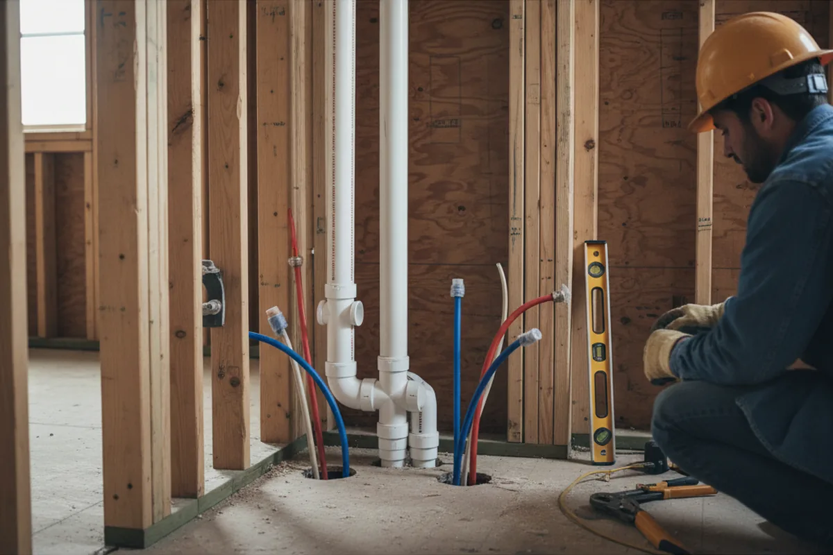 Drain and supply rough-in during Sump Pump Repair in Waterford